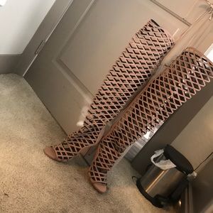 Thigh high boots - tan color